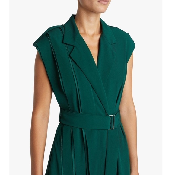Jason Wu 12 Green Satin Crepe Wrap Midi Dress - Picture 2 of 12